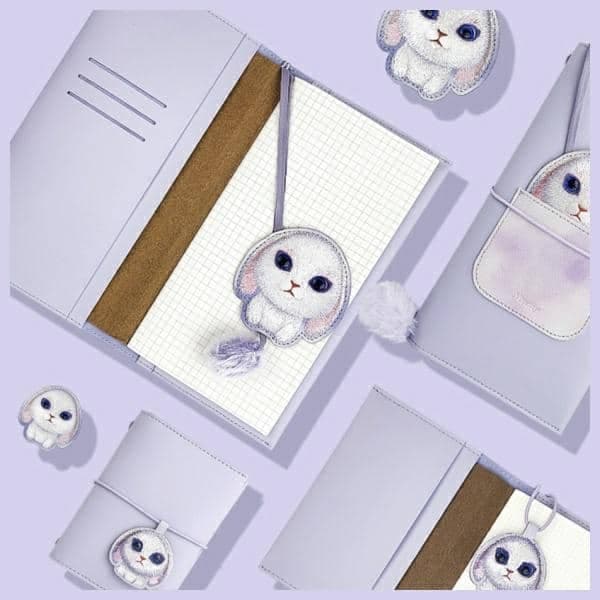 Big Eyed Pet σετ 2 σε 1 σημειωματάριο notebook + στυλό μωβ 5