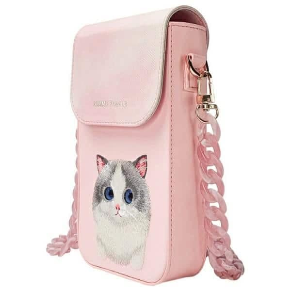 Big Eyed Pet Ζευγάρι 3 σε 1 τσάντα για τηλέφωνο + πορτοφόλι + θήκη για τοποθετητή ροζ 5