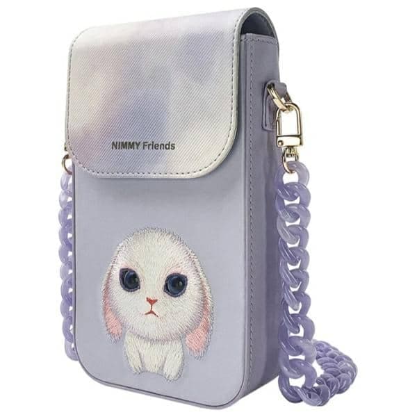 Big Eyed Pet Ζεύγος 3 σε 1 τσάντα για τηλέφωνο + πορτοφόλι + θήκη για τοποθετητή μωβ 5