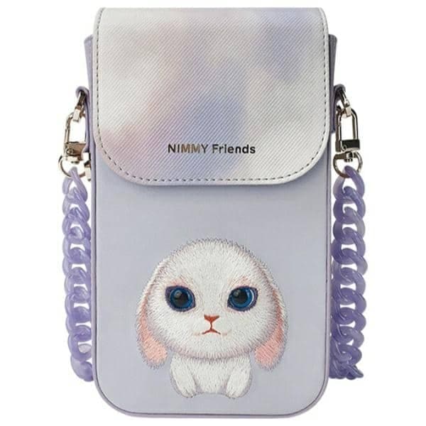 Big Eyed Pet Ζεύγος 3 σε 1 τσάντα για τηλέφωνο + πορτοφόλι + θήκη για τοποθετητή μωβ 2