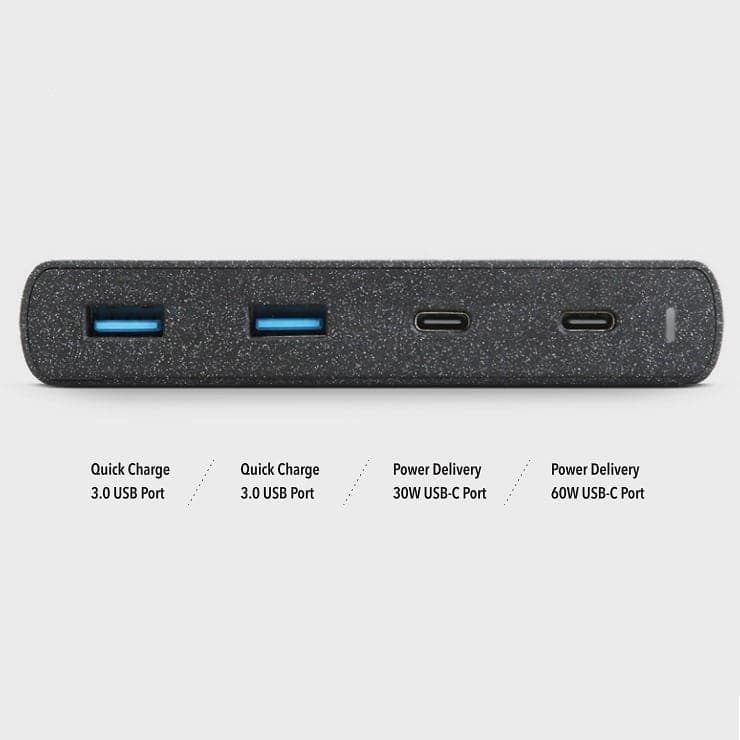 UNIQ HUB Surge 90W μαύρος / charcoal black 2xUSB Quick Charge 3.0 + 2xUSB-C PD 3.0 (LITHOS Collective) 2