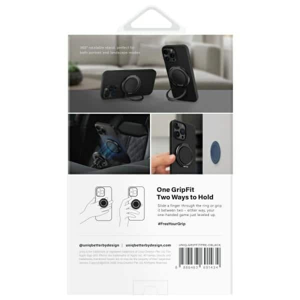 UNIQ Gripfit Premium 360 Magnetic Mount&Kickstand μαγνητική βάση μαύρη/carbon μαύρο 6