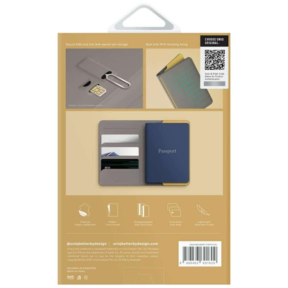 UNIQ θήκη διαβατηρίου με μπλοκάρισμα RFID γκρι-κίτρινο 7