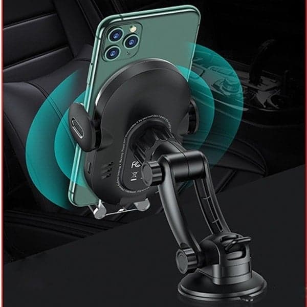 USAMS Αυτόματος ασύρματος φορτιστής US-CD131 15W για παρμπρίζ/ταμπλό μαύρος 2