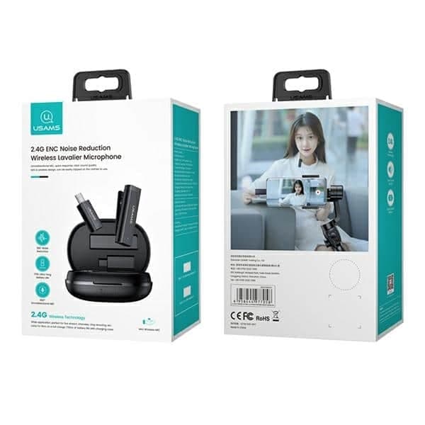 USAMS Ασύρματο μικρόφωνο κολάρο ENC 2.4G Wireless Lavalier Microphone USB-C + 2x αντάπτορας ZB247MKF01 (US-ZB247) 10