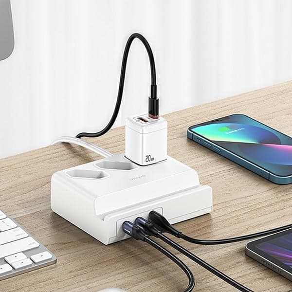 USAMS Πολυπρίζο 65W Super Si Fast Charging USB Επέκταση Σocket EU λευκό 3