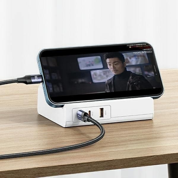 USAMS Πολυπρίζο 65W Super Si Fast Charging USB Επέκταση Σocket EU λευκό 6