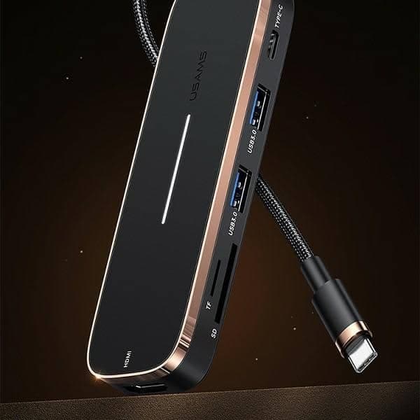 USAMS αντάπτορας HUB 2xUSB + USB-C + HDMI + Micro SD + SD μαύρος 2