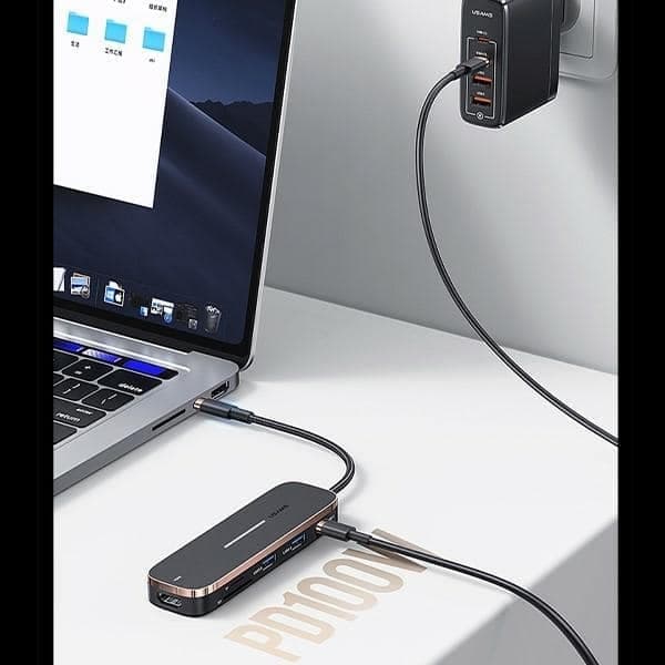 USAMS αντάπτορας HUB 2xUSB + USB-C + HDMI + Micro SD + SD μαύρος 6