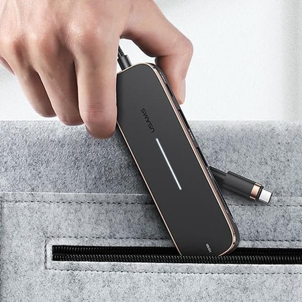USAMS αντάπτορας HUB 2xUSB + USB-C + HDMI + Micro SD + SD μαύρος 8