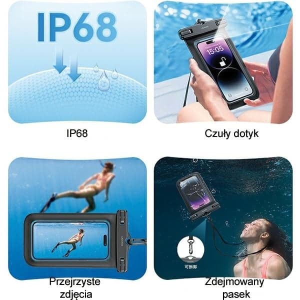 USAMS αδιάβροχη θήκη 6.7" IP68 μαύρη/black FSD1201 (US-YD012) 2