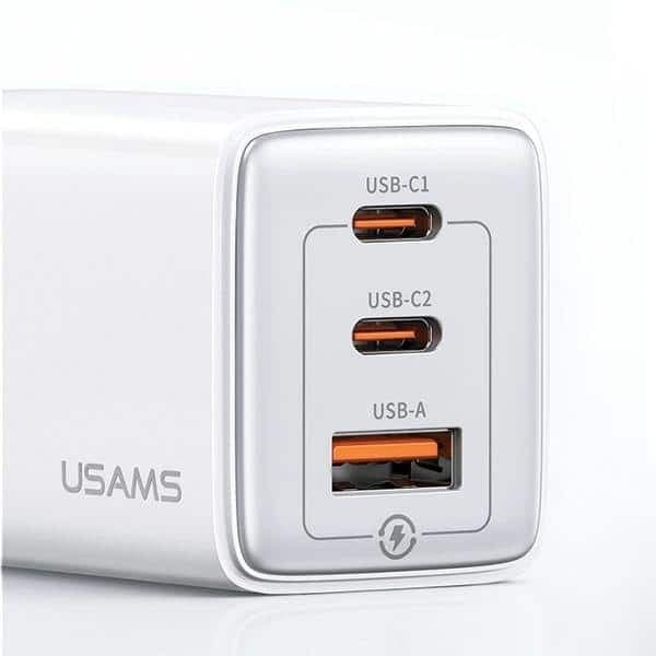 USAMS Φορτιστής δικτύου 2xUSB-C+1xUSB 65W (μόνο κεφαλή) GaN PD3.0 +QC3.0 Γρήγορη φόρτιση μαύρος 3