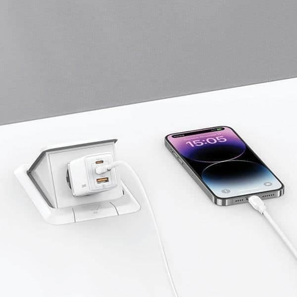 USAMS Φορτιστής δικτύου 2xUSB-C+1xUSB 65W (μόνο κεφαλή) GaN PD3.0 +QC3.0 Γρήγορη φόρτιση μαύρος 8