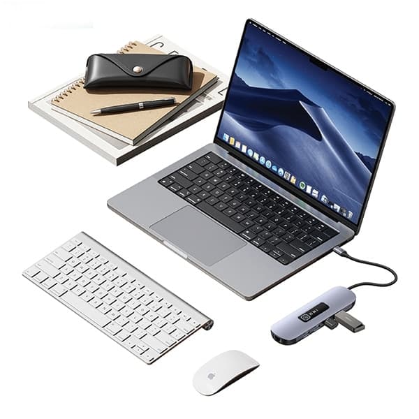 USAMS αντάπτορας HUB 10w1 3xUSB 3.0/TF/SD/ USB-C/HDMI/RJ45/VGA PD100W γκρι/οξειδωμένο SJ644HUB01 (US-SJ644) 3