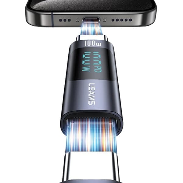 USAMS αντάπτορας AU18 USB-C - USB-C ψηφιακή οθόνη 100W ατσάλι/αλουμίνιο 4
