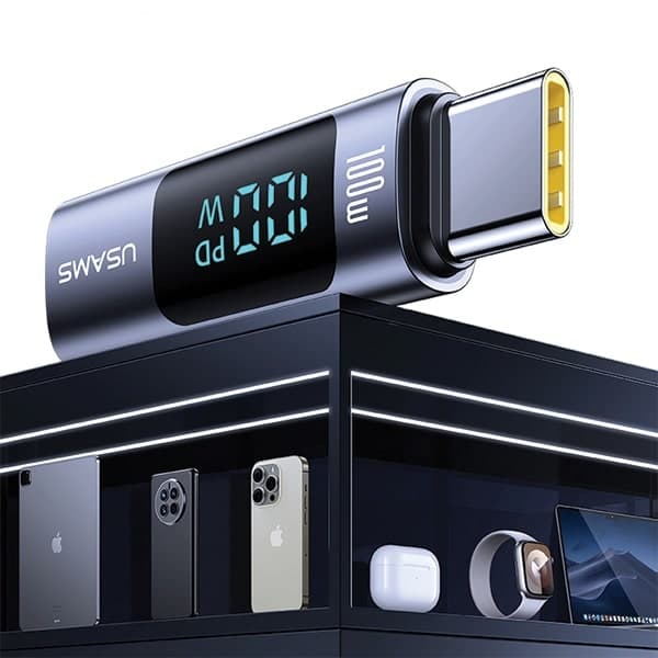 USAMS αντάπτορας AU18 USB-C - USB-C ψηφιακή οθόνη 100W ατσάλι/αλουμίνιο 6