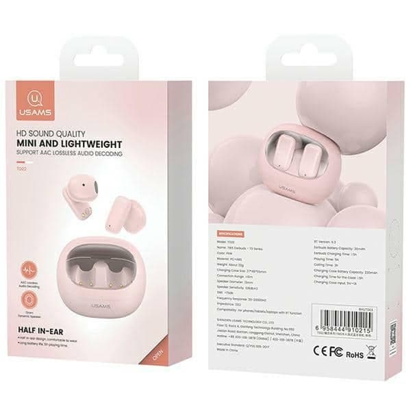 USAMS Ακουστικά Bluetooth 5.3 TWS TD Series ασύρματα ροζ 9