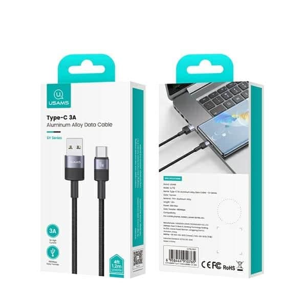 USAMS σετ καλωδίων USB σε USB-C 3A 1.2m γρήγορης φόρτισης ατσάλινο/οξειδωμένο 30 τεμ. SJ718ZJ01 (US-SJ718) 12