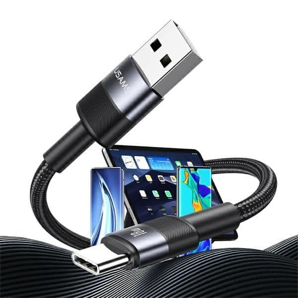 USAMS σετ καλωδίων USB σε USB-C 3A 1.2m γρήγορης φόρτισης ατσάλινο/οξειδωμένο 30 τεμ. SJ718ZJ01 (US-SJ718) 7