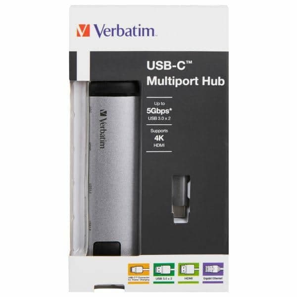 Verbatim αντάπτορας Hub USB-C - USB-C/ 2xUSB-A 3.0/HDMI/Ethernet αλουμινίου 3