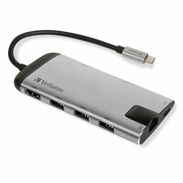 Verbatim αντάπτορας Hub USB-C - USB-C/ 3xUSB-A 3.0/HDMI/Eternet/SD/microSD αλουμινίου