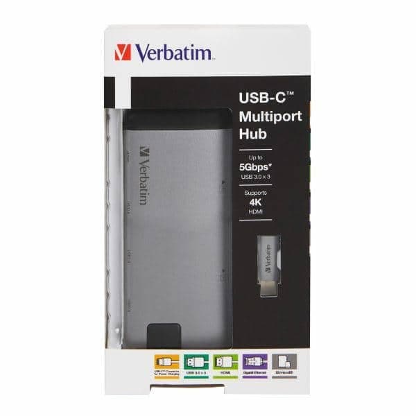 Verbatim αντάπτορας Hub USB-C - USB-C/ 3xUSB-A 3.0/HDMI/Eternet/SD/microSD αλουμινίου 3