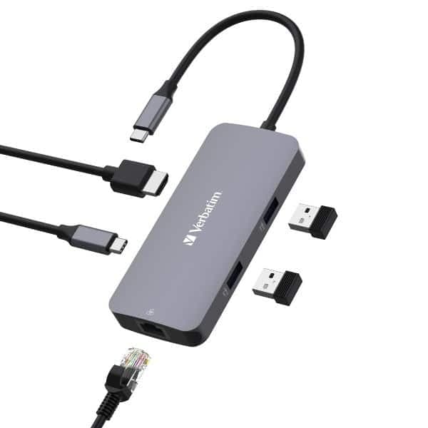 Verbatim αντάπτορας hub USB-C - HDMI/USB-C /Eternet/2xUSB-A 3.0 αλουμινίου 3