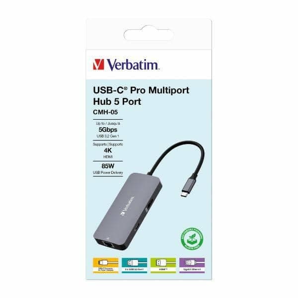 Verbatim αντάπτορας hub USB-C - HDMI/USB-C /Eternet/2xUSB-A 3.0 αλουμινίου 5