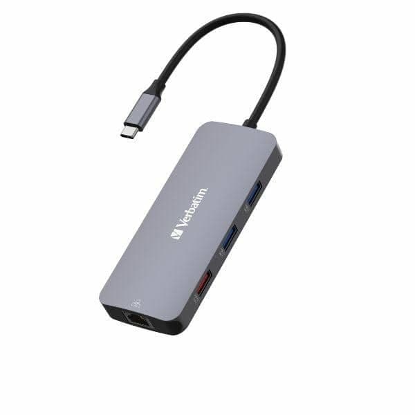 Verbatim αντάπτορας Hub USB-C - HDMI/ 3xUSB-A/SD/microSD/2xUSB-C/Eternet αλουμινίου