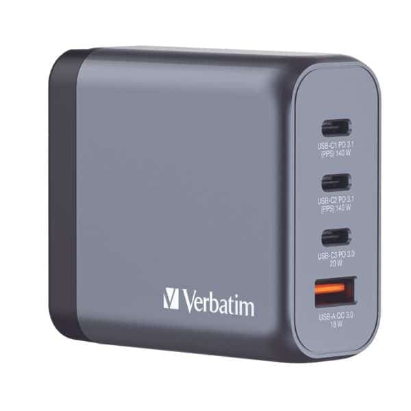Verbatim Φορτιστής GaN 240W 3xUSB-C/USB-A + Αντάπτορας ΕΕ/ΗΒ/ΗΠΑ GNC-240 32205 2