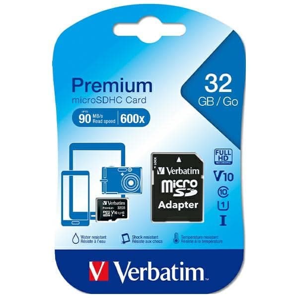 Verbatim Κάρτα microSDHC 32GB V10 + αντάπτορας μαύρος 9