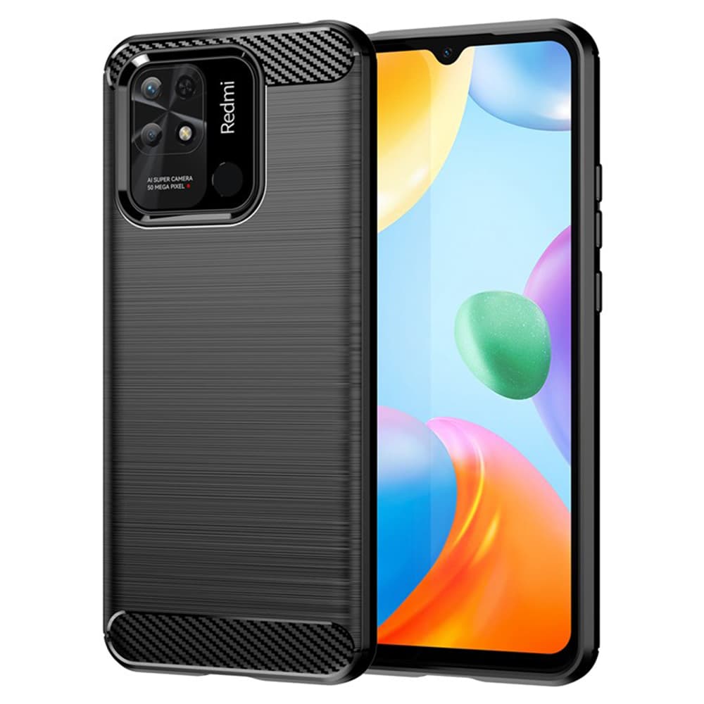 Techsuit Carbon Silicone - θήκη για Xiaomi Redmi 10C - Μαύρο