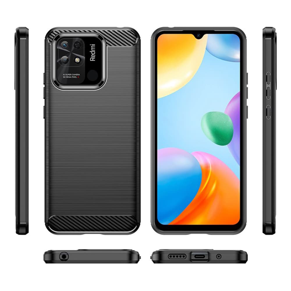 Techsuit Carbon Silicone - θήκη για Xiaomi Redmi 10C - Μαύρο 2
