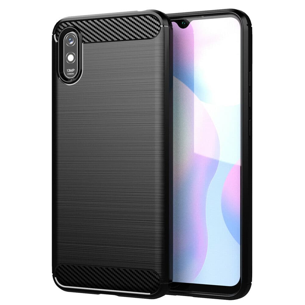 Techsuit Carbon Silicone - θήκη για Xiaomi Redmi 9A - Μαύρο