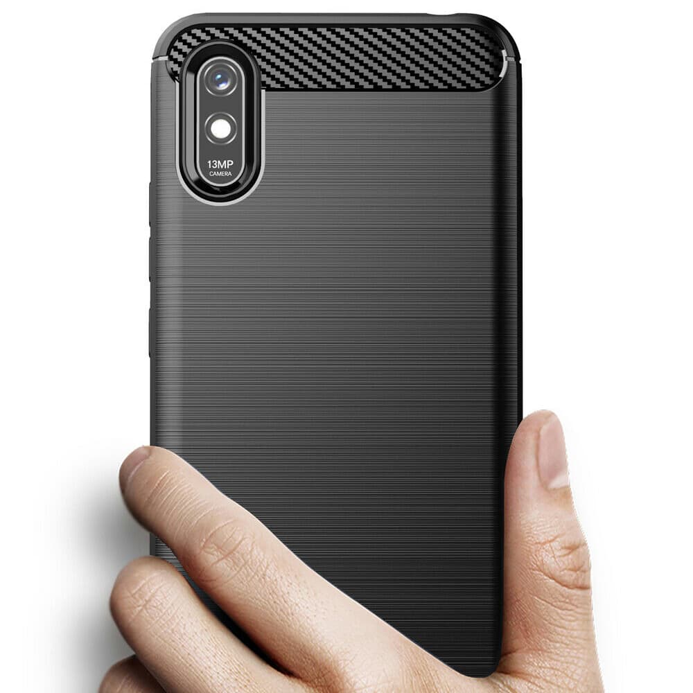 Techsuit Carbon Silicone - θήκη για Xiaomi Redmi 9A - Μαύρο 3
