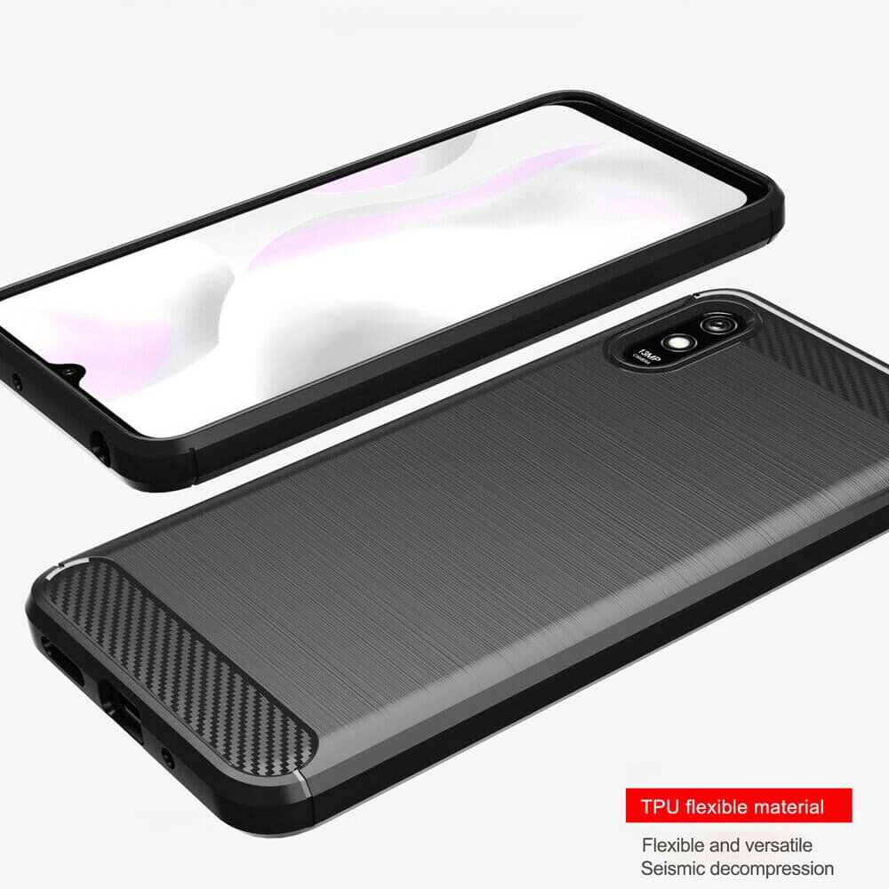 Techsuit Carbon Silicone - θήκη για Xiaomi Redmi 9A - Μαύρο 4
