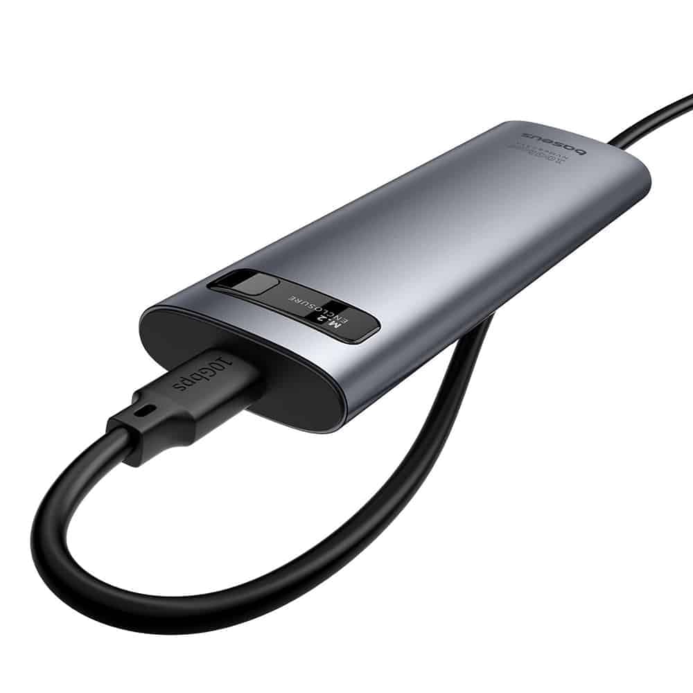 Baseus - SSD Enclosure FlyJoy Series (B00760600811-02) - Type-C, 10Gbps, 1G Read/Write, M.2NVME/SATA Compatible - Space Grey 2