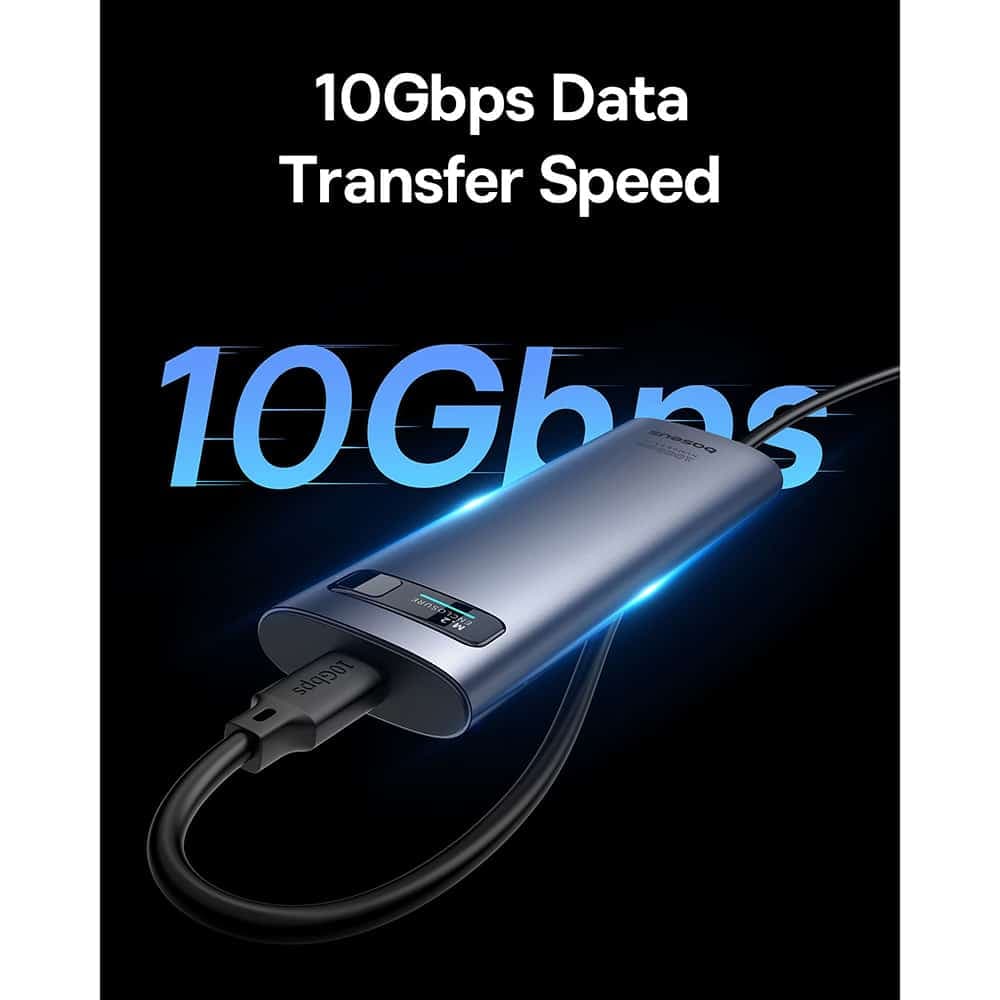 Baseus - SSD Enclosure FlyJoy Series (B00760600811-02) - Type-C, 10Gbps, 1G Read/Write, M.2NVME/SATA Compatible - Space Grey 6