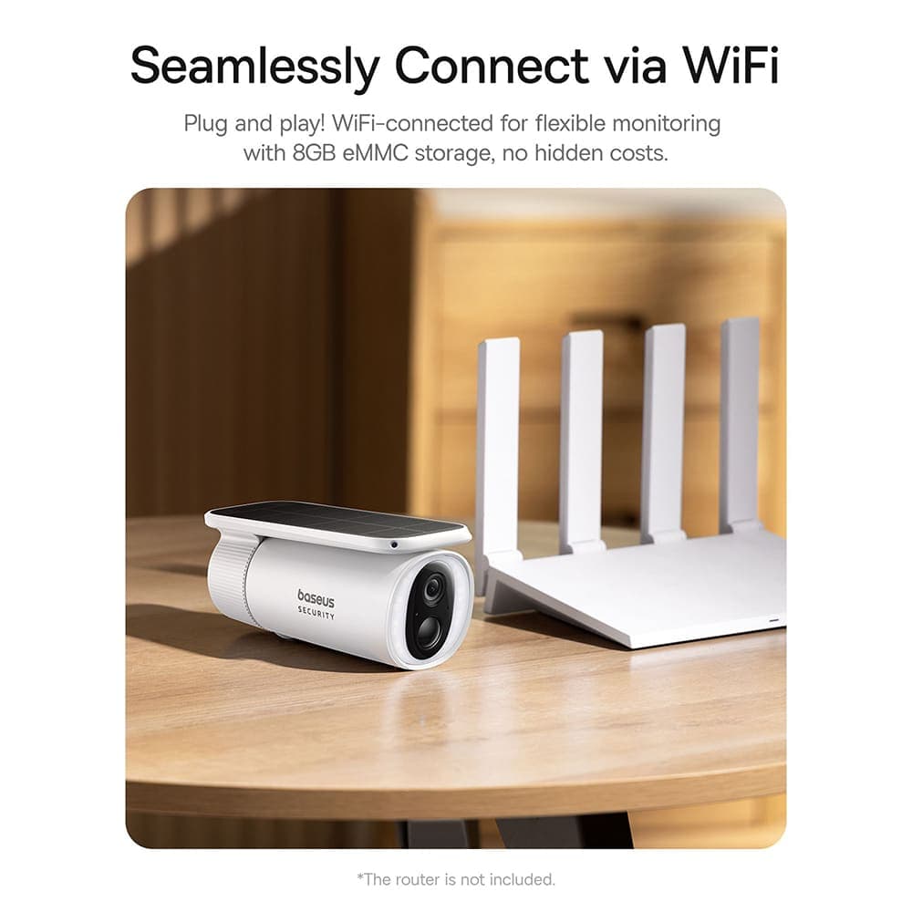 Baseus - Outdoor Camera Security S1 (S0SW002130) - με Ηλιακό Πάνελ, 2K, 8GB, Διπλής Κατεύθυνσης Ήχος, Νυχτερινή Όραση, 10.400mAh - Λευκό 4