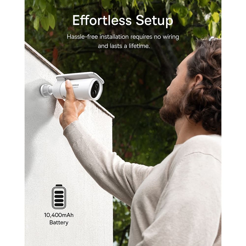 Baseus - Outdoor Camera Security S1 (S0SW002130) - με Ηλιακό Πάνελ, 2K, 8GB, Διπλής Κατεύθυνσης Ήχος, Νυχτερινή Όραση, 10.400mAh - Λευκό 6