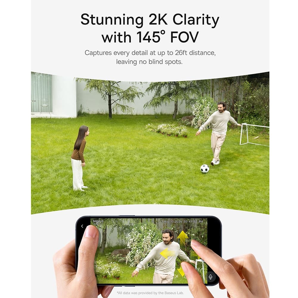 Baseus - Outdoor Camera Security S1 (S0SW002130) - με Ηλιακό Πάνελ, 2K, 8GB, Διπλής Κατεύθυνσης Ήχος, Νυχτερινή Όραση, 10.400mAh - Λευκό 7
