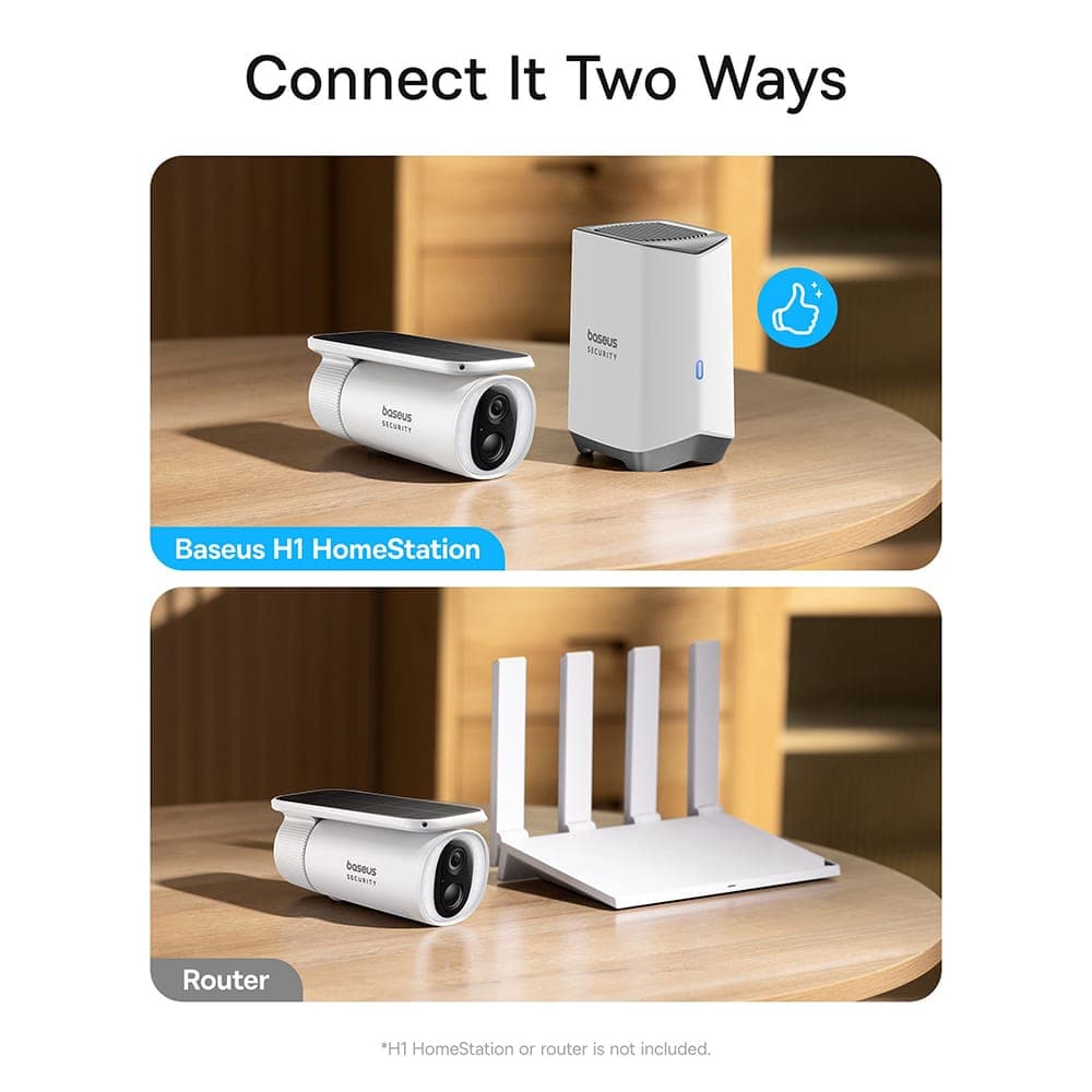 Baseus - Outdoor Camera Security S1 (S0SW002130) - με Ηλιακό Πάνελ, 2K, 8GB, Διπλής Κατεύθυνσης Ήχος, Νυχτερινή Όραση, 10.400mAh - Λευκό 5