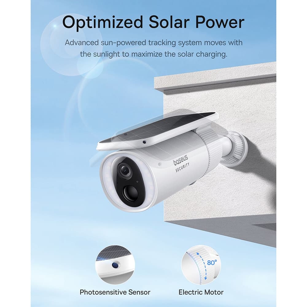 Baseus - Outdoor Camera Security S1 (S0SW002130) - με Ηλιακό Πάνελ, 2K, 8GB, Διπλής Κατεύθυνσης Ήχος, Νυχτερινή Όραση, 10.400mAh - Λευκό 8