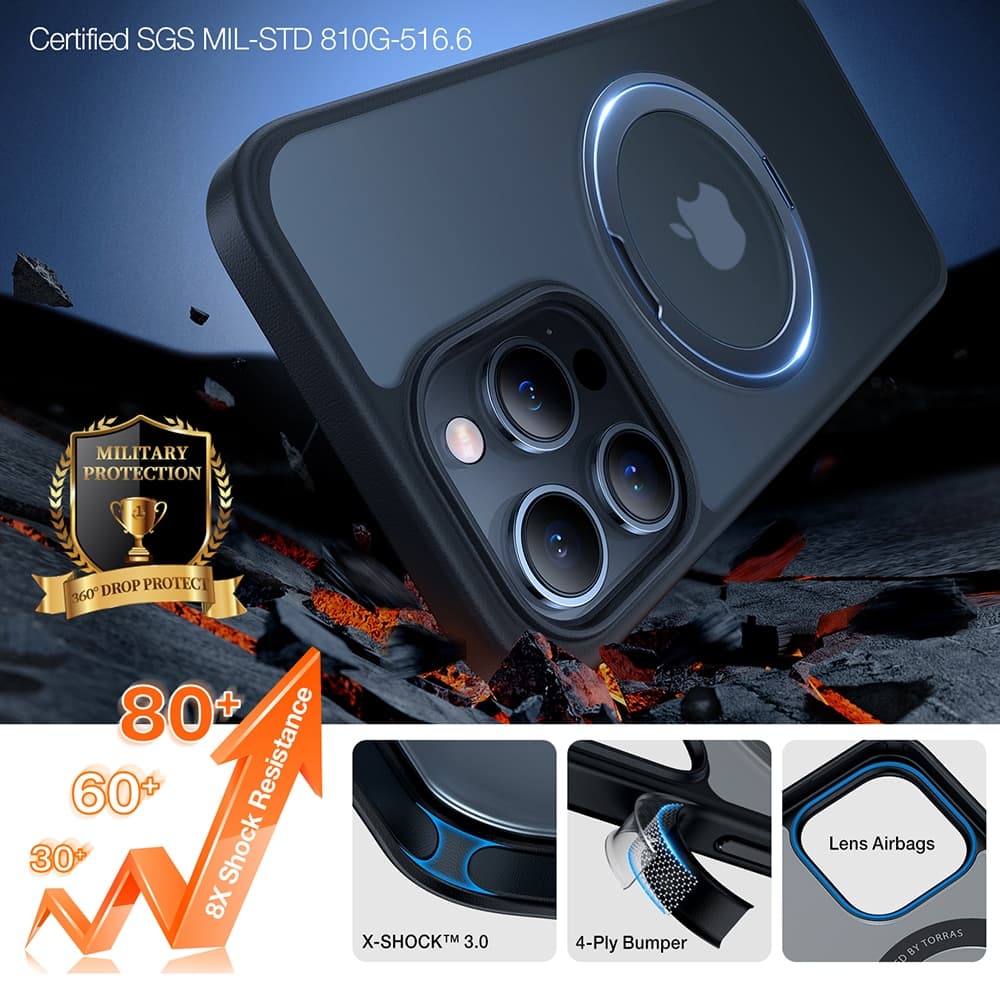 Torras Ostand Pro Series - θήκη για Apple iPhone 15 Pro Max - Μαύρο 6