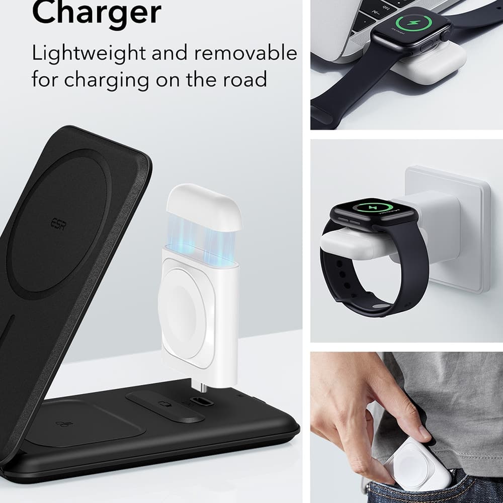 ESR - Premium Travel Wireless Charging Set (2C569) - με Αξεσουάρ Τσάντας, για iPhone, MFi Apple Watch, AirPods, Qi2 - Λευκό 3