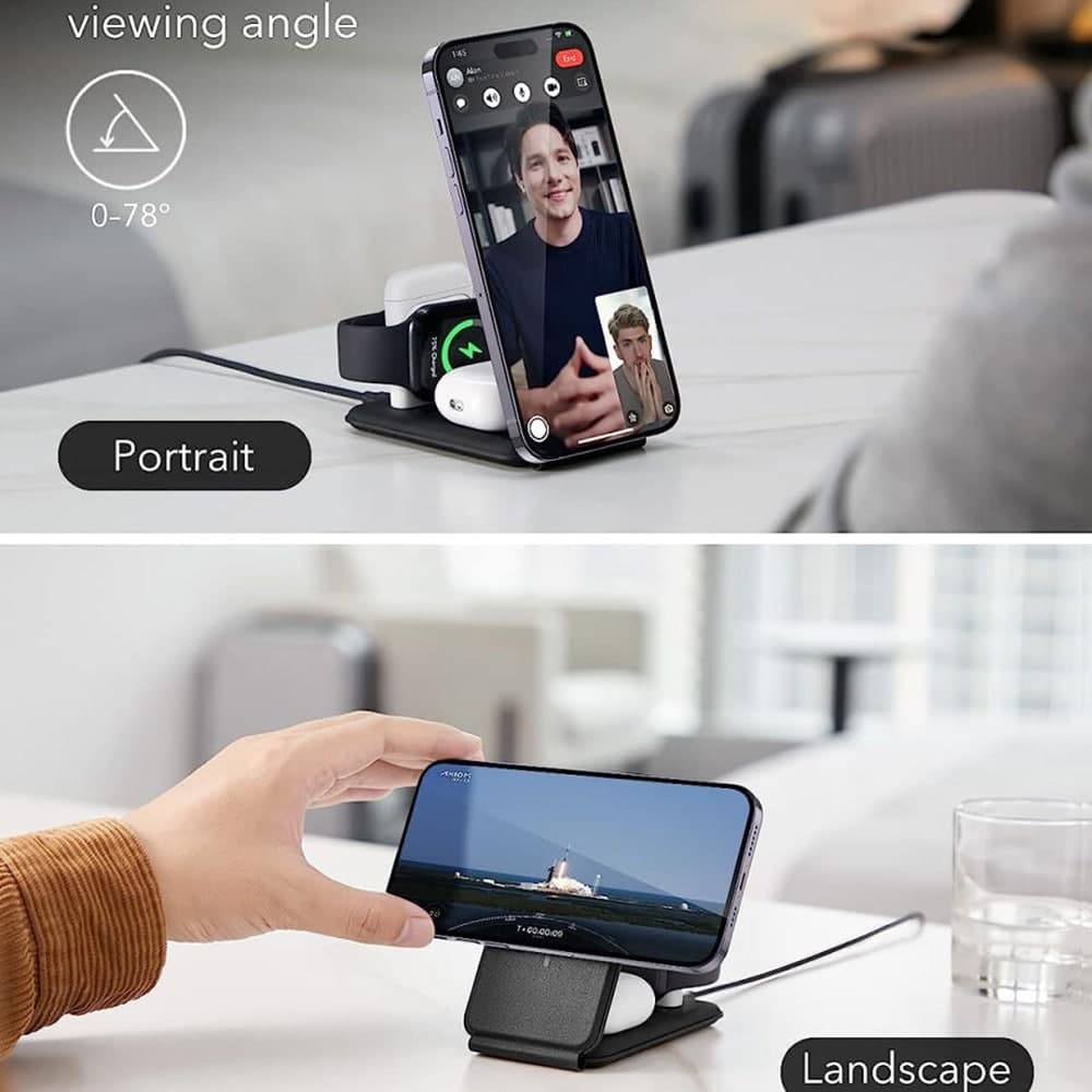 ESR - Premium Travel Wireless Charging Set (2C569) - με Αξεσουάρ Τσάντας, για iPhone, MFi Apple Watch, AirPods, Qi2 - Λευκό 6