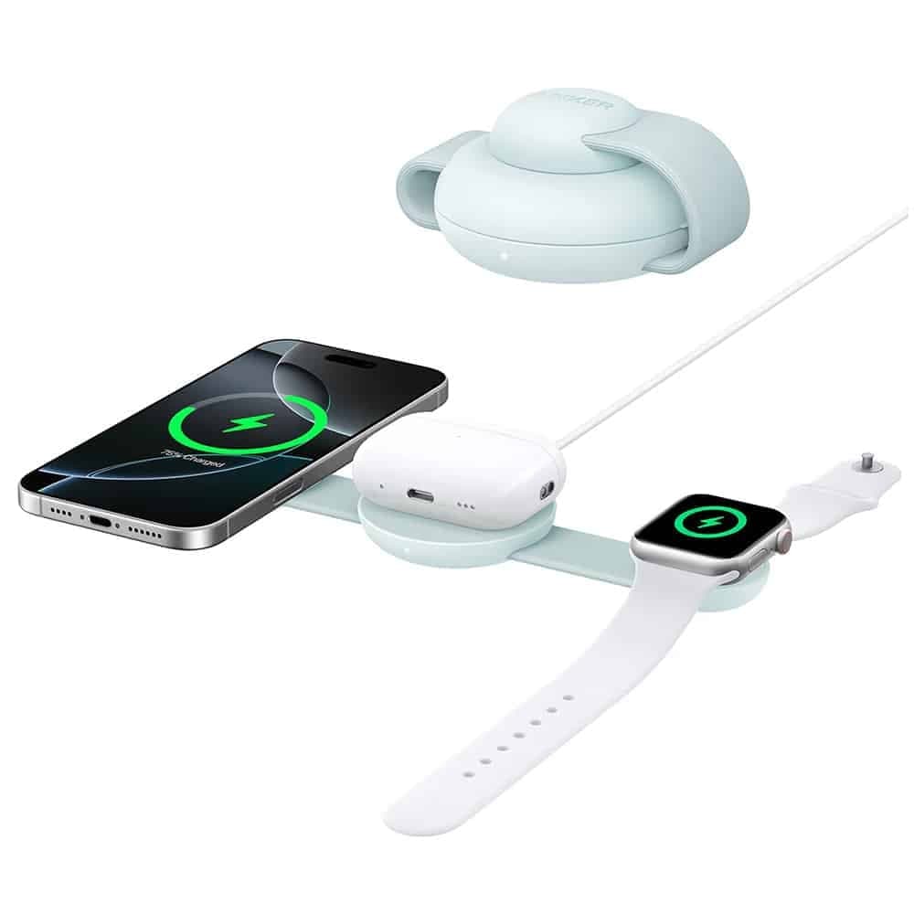 Anker - Ασύρματος Φορτιστής MagGo 3-σε-1 (B25M8H61) - για iPhone 15/16, AirPods, Apple Watch, MagSafe Qi2, Αναδιπλούμενος, 15W - Πράσινο 3