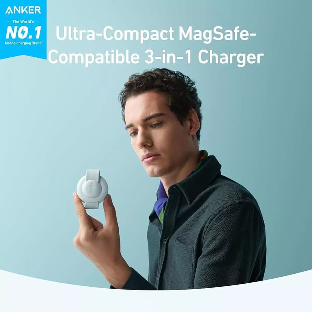 Anker - Ασύρματος Φορτιστής MagGo 3-σε-1 (B25M8H61) - για iPhone 15/16, AirPods, Apple Watch, MagSafe Qi2, Αναδιπλούμενος, 15W - Πράσινο 6