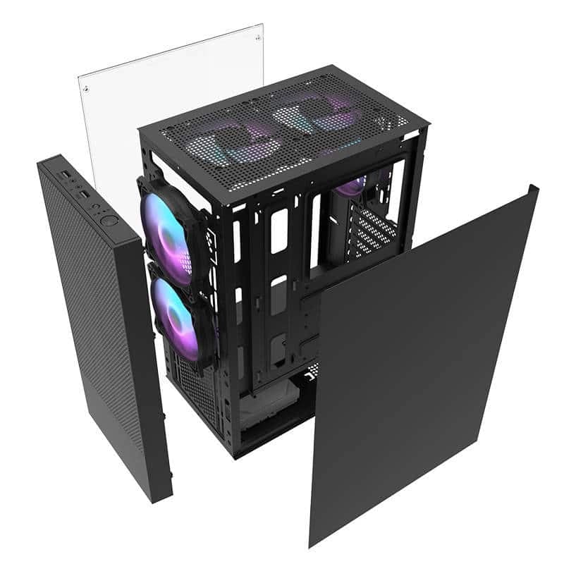 Darkflash A290 θήκη υπολογιστή + 3 ανεμιστήρες μαύρη 4