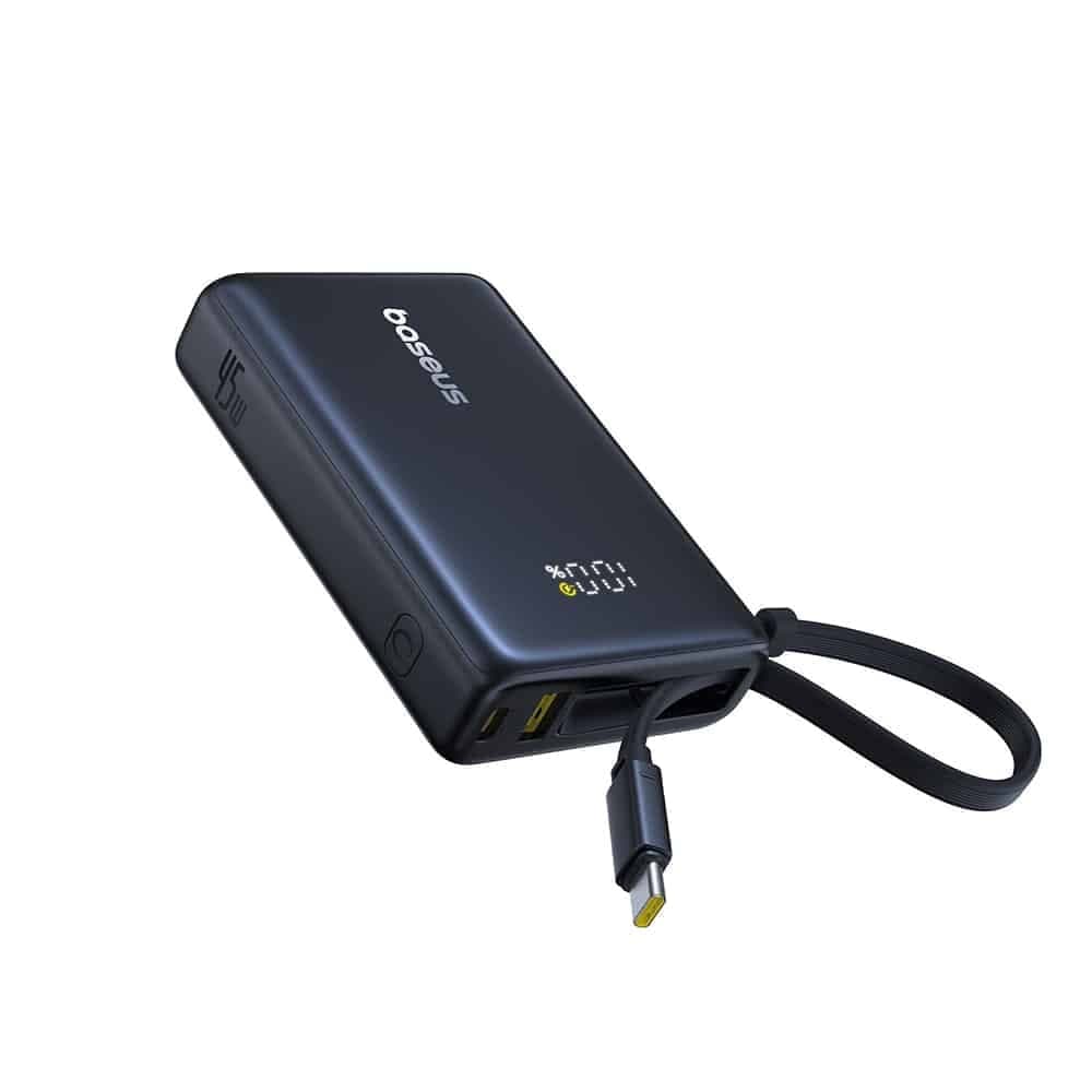 Baseus - Power Bank PicoGo (P10076803123-00) - Type-C, USB, Γρήγορη Φόρτιση, 45W, 10000mAh, Ενσωματωμένο Καλώδιο Type-C - Μαύρο 3